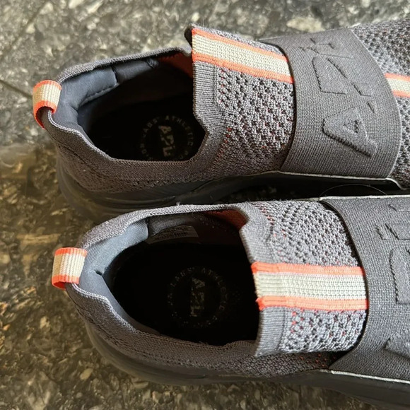 APL dark gray/orange accent stripe Techloom Bliss slip on sneakers. Size 7. - Picture 4 of 5